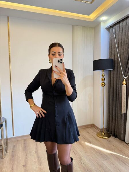 Özel tasarım siyah gömlek elbise