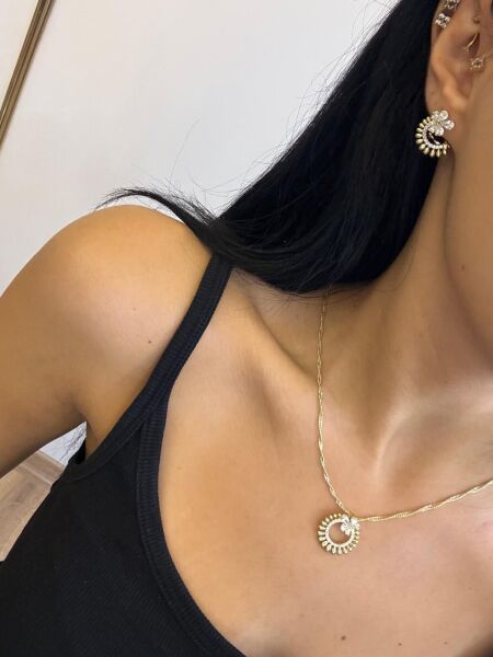 Gold kolye küpe set